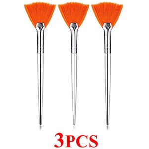 3Pcs Praktische Facial Borstels Fan Make-Up Kwasten Soft Draagbare Masker Borstels Cosmetische Gereedschap Voor Vrouwen Dames Meisjes