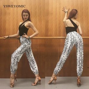 Latin Dance Kostuum Volwassen Vrouwelijke Broek Praktijk Sluiten Zweet-Absorberende Snake Patroon Dans Losse Beam Broek Praktijk Kleren