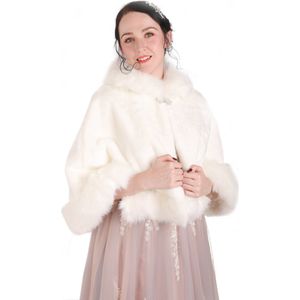 Winter Pure Elegante Pluche Warme Tippet Bont Sjaals White Bridal Sjaals Banket Bruiloft Voor Vrouwen