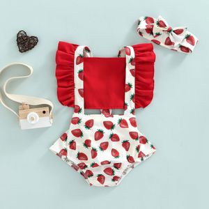 Citgeett Zomer Baby Baby Meisjes Bodysuit Hoofdband Verstelbare Ruche Schouderbanden Driehoek Backless Jumpsuit Kleding