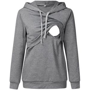 Moederschap Hoodie Sweatshirt Solid Hooded Lange Mouwen Trui Hoodies Trekkoord Plus Size 2XL Mode Vrouwelijke Winter Hoodie A2