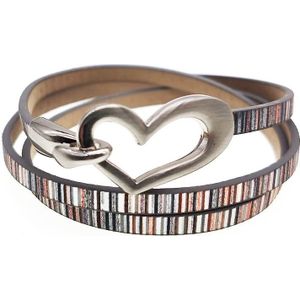 D & D Luipaard Perzik Hart Liefde Lederen Armband Voor Vrouwen Wide Wrap Armband Vrouwelijke Sieraden Verjaardagscadeautjes