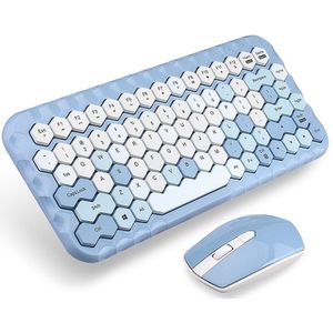Candy Kleuren Draadloze Toetsenbord Muis Combo 2.4G Gemengde Kleur 83 Key Mini Toetsenbord Muis Set Met Honingraat Sleutel caps