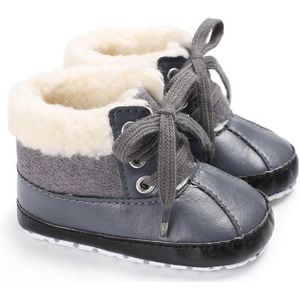 Winter Pasgeboren Baby Boy Meisjes Laarzen Mode Warm Lace Up Effen Kleur Laarzen Kids Pu Lederen Laarsjes Schoenen Non-Slip Schoenen