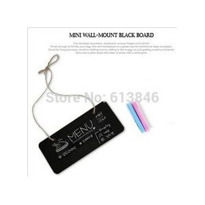Kleine houten muur-mount Black board met touw/Hout Schoolbord memo/Bericht board/Houten