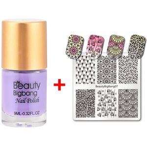 Beauty Big Bang 9 Ml Nail Stempelen Polish Zwart Wit Afdrukken Vernis Lak Voor Nail Art Stempelen Plaat Met Gratis template