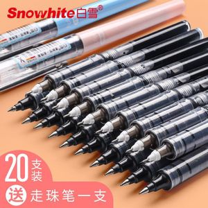 20Pcs Snowhite Roller Pen Refill N05 0.5Mm Rechte Vloeibare Balpen Refill Gel Pen Refill Roller Tip Pen 0.5Mm