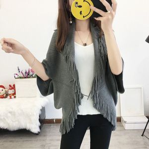 Herfst Truien Vrouwen Vest Omzoomd Trui Mode Dame Mantel Sjaal Losse Solid Vesten Gebreide Truien Bovenkleding