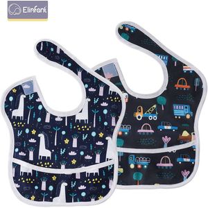 Elinfant 2 Stuks Set Magic Tape Waterdicht Voeden Modieuze Baby Bandana Slabbetjes Baby Kwijlen Sjaal Slabbetjes