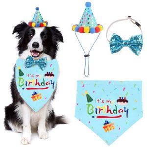 3Pcs Hond Kat Huisdier Verjaardag Decoratie Kit Grappige Leuke Kerstcadeau Hond Verjaardag Bandana Sjaals Verjaardagsfeestje Hoed Kraag