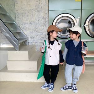 Japan Stijl 3 Kleuren Losse Vesten Jongens En Meisjes Effen Kleur Oversized Casual Vesten