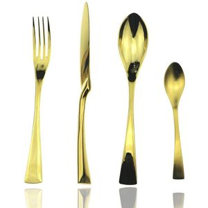 Bestek Zwart Set 4 Stuks Mes Vork Lepel Set 304 Rvs Servies Herbruikbare Metalen Reizen Bestek Westerse Voedsel Restauran