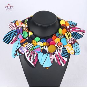 Ankara Knop Bib Knop Oorbellen Statement Ketting Tribal Ketting Handgemaakte Bloemvorm Afrikaanse Sieraden WYA063