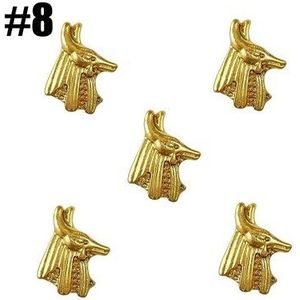 20Pcs Beauty Egyptische Stijl Goud Nagel Charmes 3D Metalen Nail Art Decoratie Accessoires Levert Gereedschap