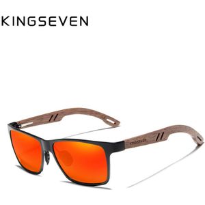 KINGSEVEN 100% Gepolariseerde Vintage Mannen Houten Zonnebril Hout UV400 Bescherming Mode Vierkante zonnebril Vrouwen Gafas De sol