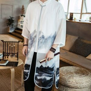 Traditionele chinese kleding voor mannen strand kimono vest lange kimono vesten gevoel kleding zomer TA267