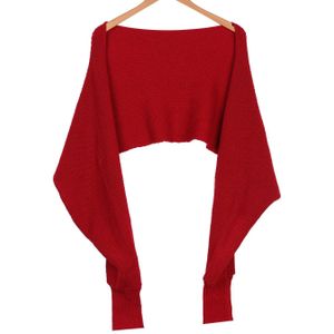 Solid Lange Mouwen V-hals Off Shoulder Wrap Gebreide Trui Sjaal Trui Herfst Winter Casual Warm Uitloper