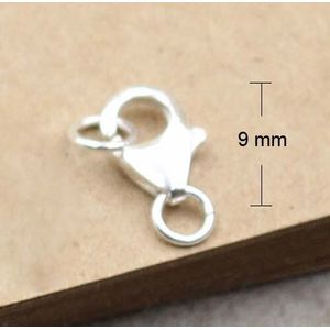 Echte Pure Massief 925 Sterling Zilveren Kreeft Spring Sluitingen Haak Klauw Gesp Met Dicht Ring End Connector Sieraden Maken Bevindingen