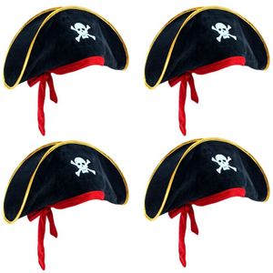 4Pcs Piraat Hoed Classic Skeleton Printing Pirate Captain Kostuum Cap Voor Halloween Masquerade Party Hoed Prop Party Dress Up #30