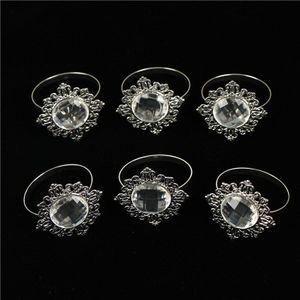 Acryl Bruiloft Banket Diner Festival Decor Zilver 6Pcs Diamond Servet Ring Voor Tafel Keuken Serviette Holder