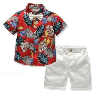 Jongens Kleding Set Kinderkleding Pak Korte Mouw Broek 2 Delige Set Kinderen Shirt Shorts Pak gentleman Boog