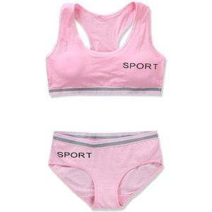 Meisjes Sport Bra Gym Ondergoed Draadloze Tiener Katoen Jonge Meisjes Training Beha Set 8-16T