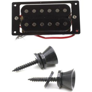 2 Paar Zwarte Gitaar Onderdelen: 1 Paar Guitar Strap Lock Pins Peg Metal & 1 Paar Humbucker Dubbele Coil Elektrische Gitaar Pickups + Fram