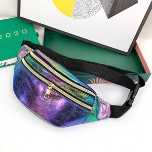 Vrouwen Koreaanse Stijl Double-Layer Cool Lovertjes Borst Zak Kleurrijke Schouder Grote Capaciteit Taille Tas