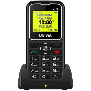 Voor Ouderen Man 2G Functie Telefoon Uniwa V171 Gms Mobiele Telefoon Draadloze Fm 1000 Mah Mobiel Sos 1.77 "scherm Gratis Opladen Dock
