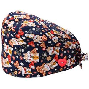 Vrouwen Etnische Paisley Knoppen Scrub Cap Wtih Haar Banden Werk Bouffant Hoed F3MD