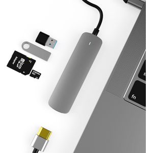 5-In-1 Type-C Hub 4K Docking Station Dual Hdmi USB3.0 USB2.0 Sd Tf Laptop docking Stations Aluminium