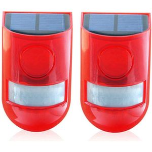 -2 Pcs Solar Licht Oplaadbare Waterdichte Led Geluid Alarm Tuin Met Motion Sensor, outdoor Flash Voor Thuisgebruik