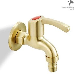 Goud Borstel Messing Koude Kraan Gouden Kraan Enkel Koud Mop Zwembad Kraan Goud Wasmachine Tap Koper Driehoek Klep Balkon tuin Tap