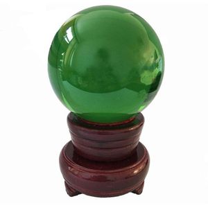 Emerald 60mm 1 pcs Glazen Kroonluchter Ballen Crystal Glazen Presse-papier Ballen Ambachten Houten Basis Voor Vrienden
