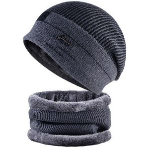 TQMSMY 2 stks Een Set Knit Mannen Winter Hoeden voor Mannen Breien Warm Houden Mutsen Hoed mannen skullies Knit fluwelen Kraag Sjaal TMC3135