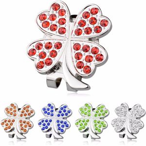 Golf Kristal Hoed Clip Ball Marker Klavertje Vier Golf Cap Clip Golfbal Marker 4 Kleur Te Kiezen