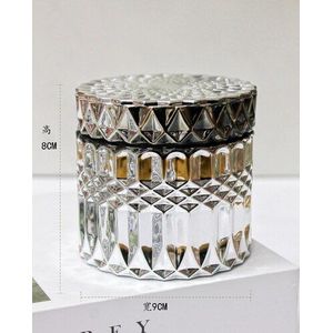 Plating Zilver Glas Opslag Jar Thuis Sieraden Cosmetische Opbergdoos Wattenstaafje Aromatherapie Kaars Fles Snoeppot Home Decor