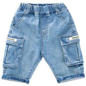 Kid Jongens Shorts Blauw Pocket Korte Broek Denim Jeans Shorts Elastische Tailleband Broek Zomer Kinderkleding