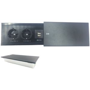Metalen Plaat Slide Patroon Verborgen 2 Power Eu Socket Dual Usb Tafel Desktop Outlet 449C