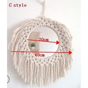 Macrame Kant Spiegel Frame Nordic Stijl Handgemaakte Dream Catcher Muur Opknoping Kamer Decoratie Eye Shape Muur Decor Boho Wall Mount