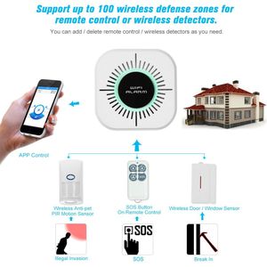 WiFi Home Security Intelligent Alarmsysteem Sirene Raam Deur Sensoren Motion Alarm met Afstandsbediening Autodial Sirene