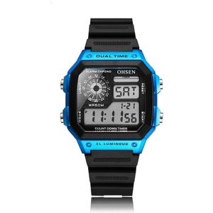 OHSEN Digitale Mode Sport Horloges Vrouwen Alarm 50 M Waterdichte LED Light Shock Zwarte dame horloge relogio feminino