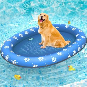 140X90 Cm Grote Blauwe Hond Zwembad Float Opblaasbare Hond Huisdier Zwembad Float Doggie Drijvende Vlot Zomer Hond Zwemmen zwembad Speelgoed Vlot