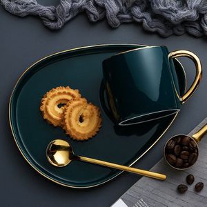 Imellow Nordic Stijl Hoogwaardige Keramische Kopje Koffie Luxe Koffie Mok En Schotel Sets Porselein Afternoon Tea Servies Set