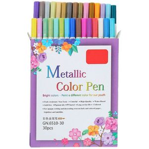 10/12/15/20/30 Kleuren Metallic Micron Pen Gedetailleerde Metalen Verf Maker Diy Album Papier Tekening School art Supplies