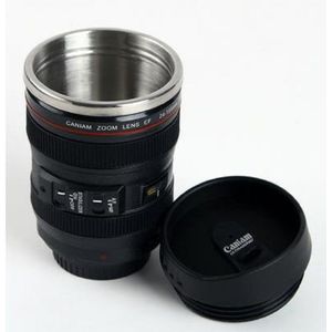 24-105 Mm Lens Thermos Camera Reizen Koffie Thee Mok Cups Lens Creatieve Cup Rvs Geborsteld Liner Zwart