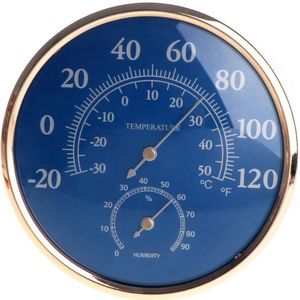 Grote Ronde Thermometer Hygrometer Temperatuur Vochtigheid Monitor Meter Gauge Blauw