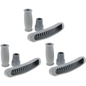 3 Set Kruk Accessoire Kit Kruk Pad + Handgreep Covers + Tip Cover, rubber Kruk Vervanging Deel Pad-Grijs