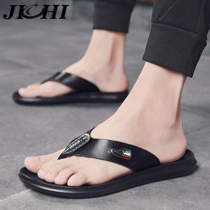 Jichi Mannen Slippers Casual Zachte Platte Slippers Mannen Ademende Outdoor Wandelschoenen Zomer Sandalen Voor Vrouwen Leer maat 46