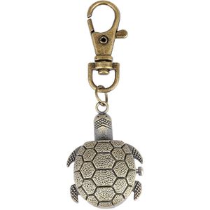 Schildpad Horloge Sleutelhanger Bronzen Case Pocket Horloges Voor Mannen Algemene Witte Wijzerplaat Accessoire Vrouwen Relojes De Bolsillo Para Hombre